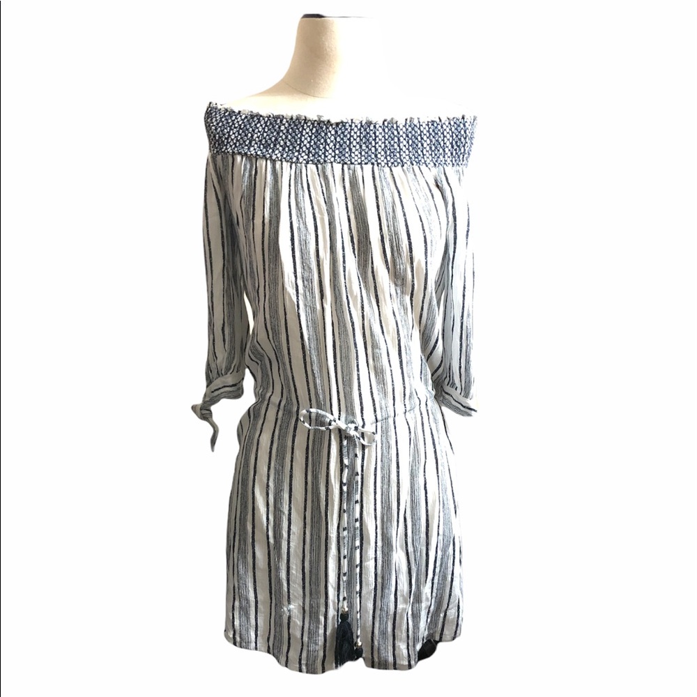 BLUE ISLAND Boho Striped Off The Shoulder Dress Sz M